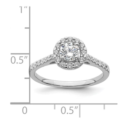 0.42ct. CZ Solid Real 14k White Gold Halo Engagement Ring
