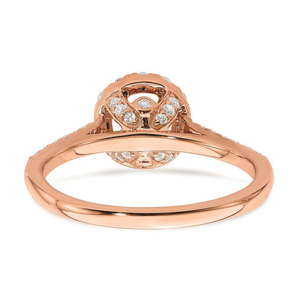 Solid 14k Rose Gold Morganite Simulated CZ Halo Complete Engagement Ring