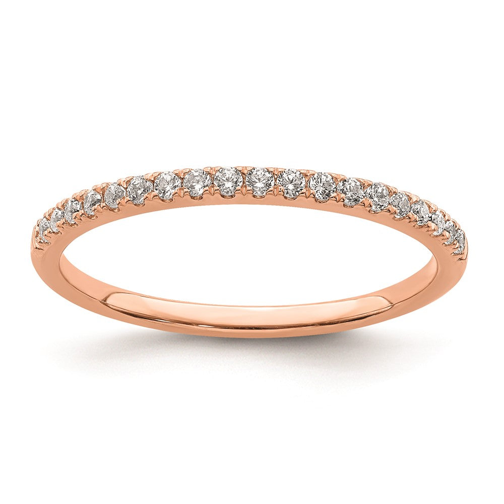 Solid 14k Rose Gold Simulated CZ Wedding Band