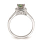 Solid 14k White Gold Mystic Fire Simulated CZ Halo Complete Engagement Ring