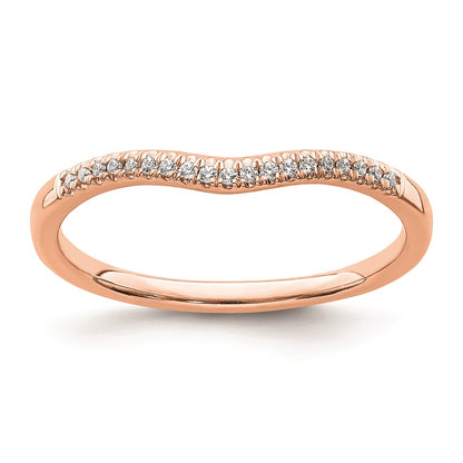 14k Rose Gold Real Diamond Contoured Wedding Band