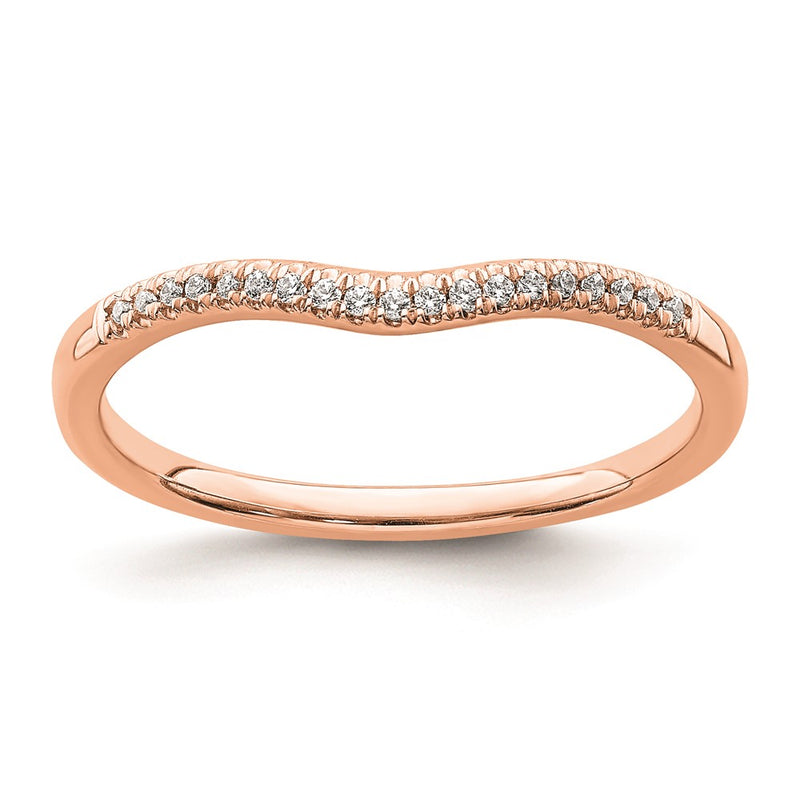14k Rose Gold Real Diamond Contoured Wedding Band