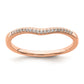 Solid 14k Rose Gold Simulated CZ Contoured Wedding Band