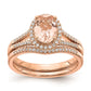 14k Rose Gold Morganite Real Diamond Halo Engagement Ring