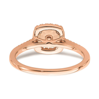Solid 14k Rose Gold Morganite Simulated CZ Halo Complete Engagement Ring