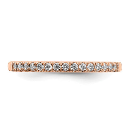 Solid 14k Rose Gold Simulated CZ Wedding Band