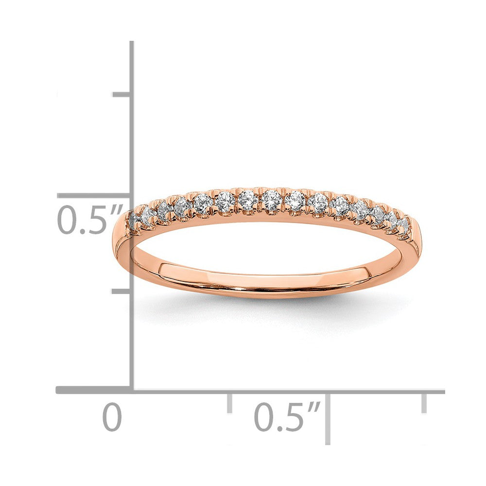 Solid 14k Rose Gold Simulated CZ Wedding Band