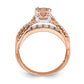 Solid 14k Rose Gold Morganite Simulated CZ Engagement Ring