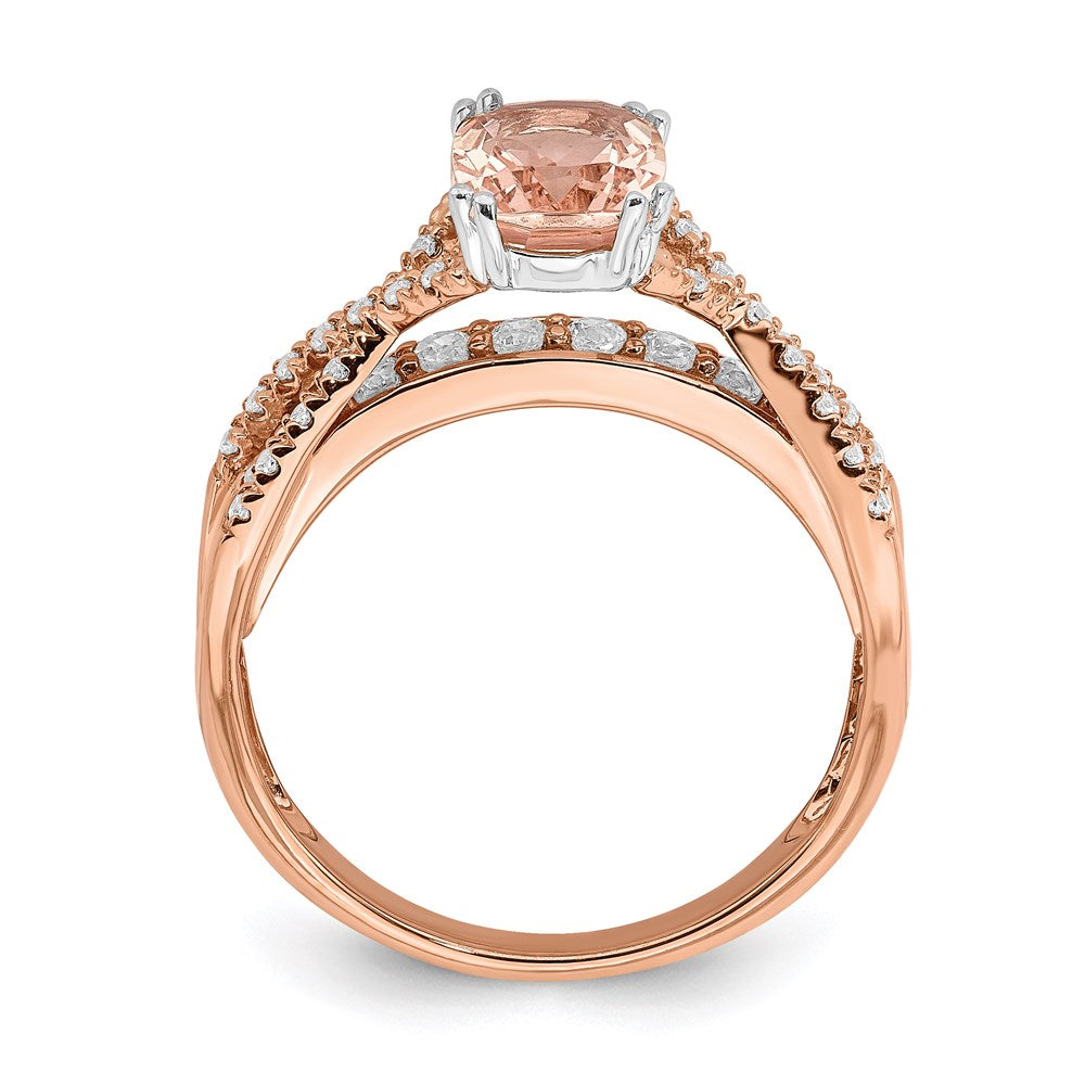 14k Rose Gold Morganite Real Diamond Engagement Ring
