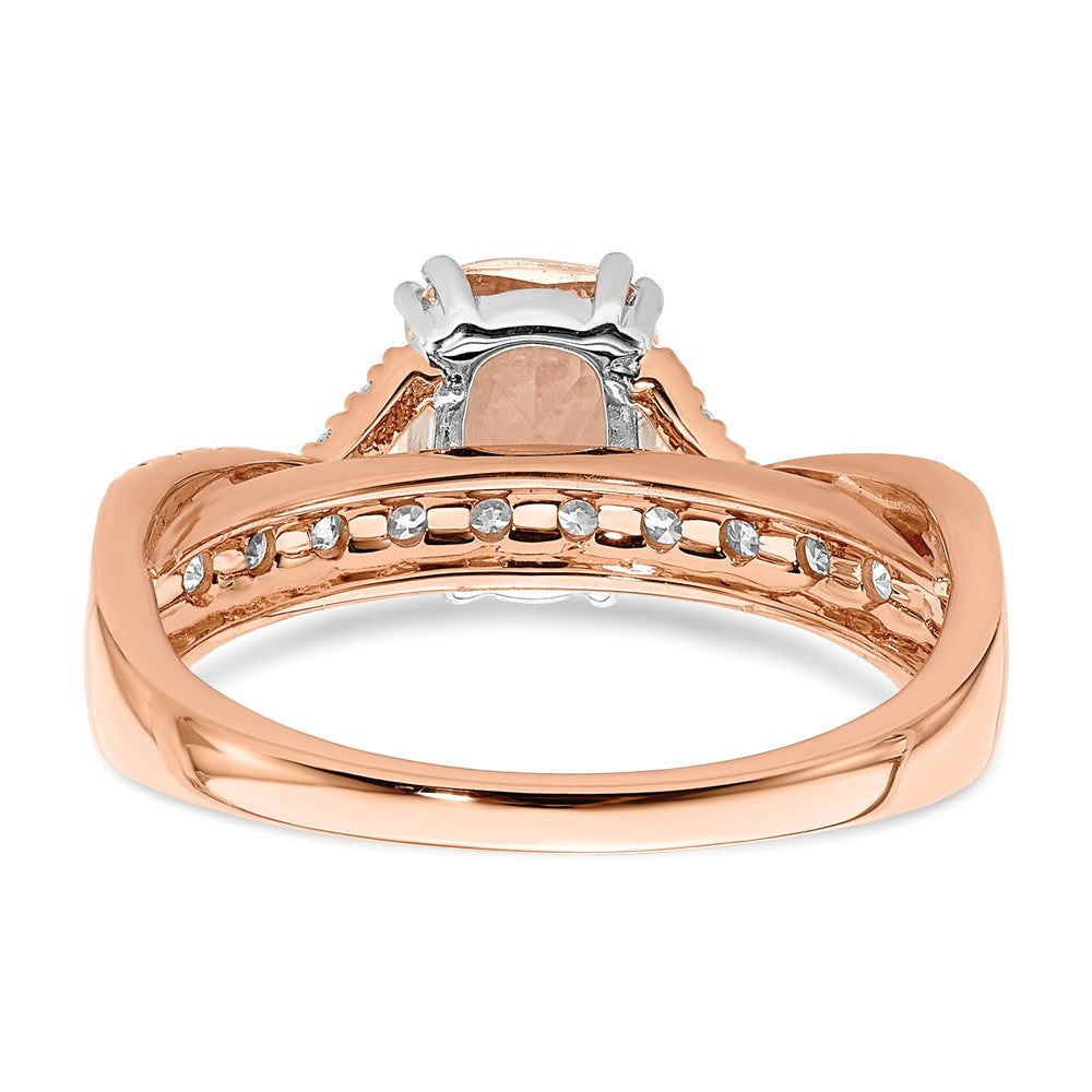 14k Rose Gold Morganite Real Diamond Engagement Ring