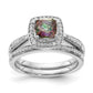Solid 14k White Gold Mystic Fire Simulated CZ Halo Engagement Ring