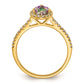 Solid 14k Yellow Gold Mystic Fire Simulated CZ Halo Complete Engagement Ring