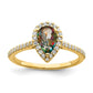 14K Yellow Gold Mystic Fire Real Diamond Halo Engagement Ring