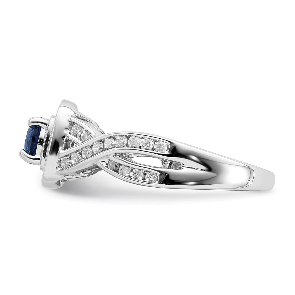 14k White Gold Sapphire Real Diamond Halo Engagement Ring