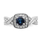 Solid 14k White Gold Simulated Sapphire CZ Halo Engagement Ring