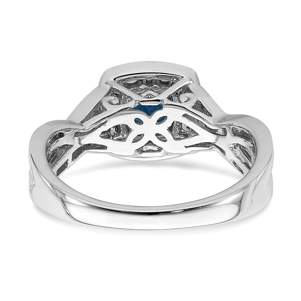 14k White Gold Sapphire Real Diamond Halo Engagement Ring