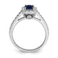 14k White Gold Sapphire Real Diamond Halo Engagement Ring