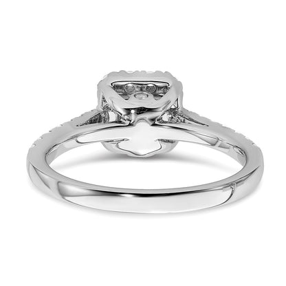 Solid 14k White Gold Simulated Sapphire CZ Halo Engagement Ring