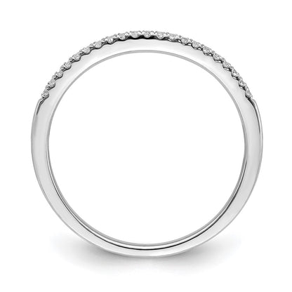 Solid 14k White Gold Simulated CZ Contoured Wedding Band