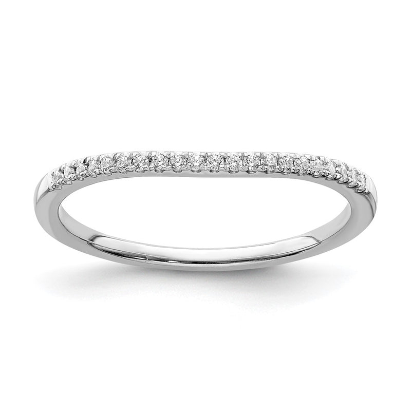 14k White Gold Real Diamond Contoured Wedding Band