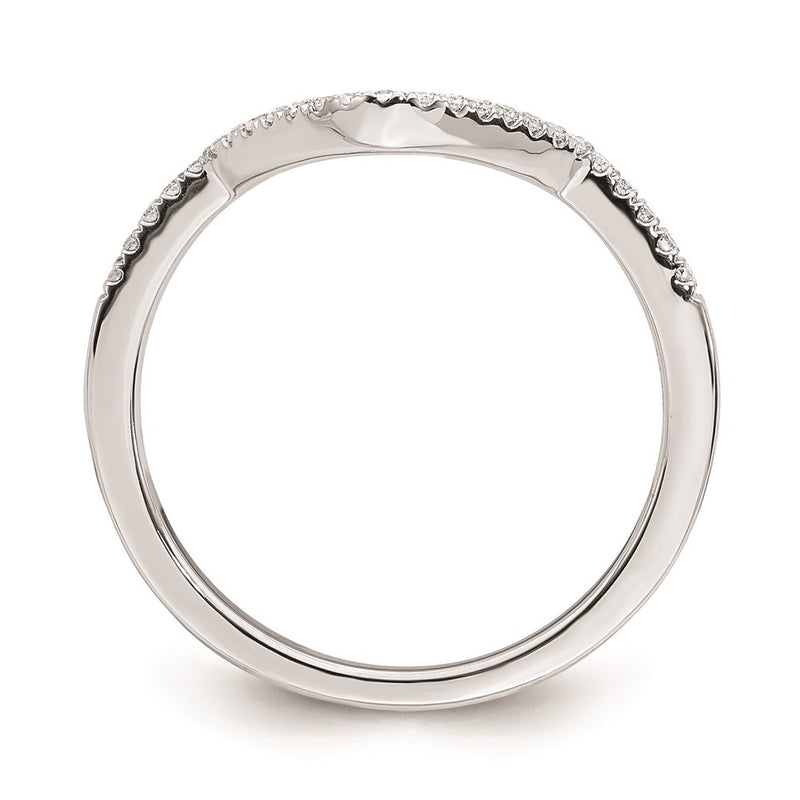 14k White Gold Real Diamond Contoured Wedding Band