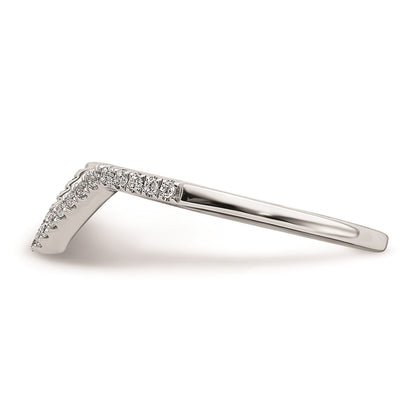 Solid 14k White Gold Simulated CZ Contoured Wedding Band
