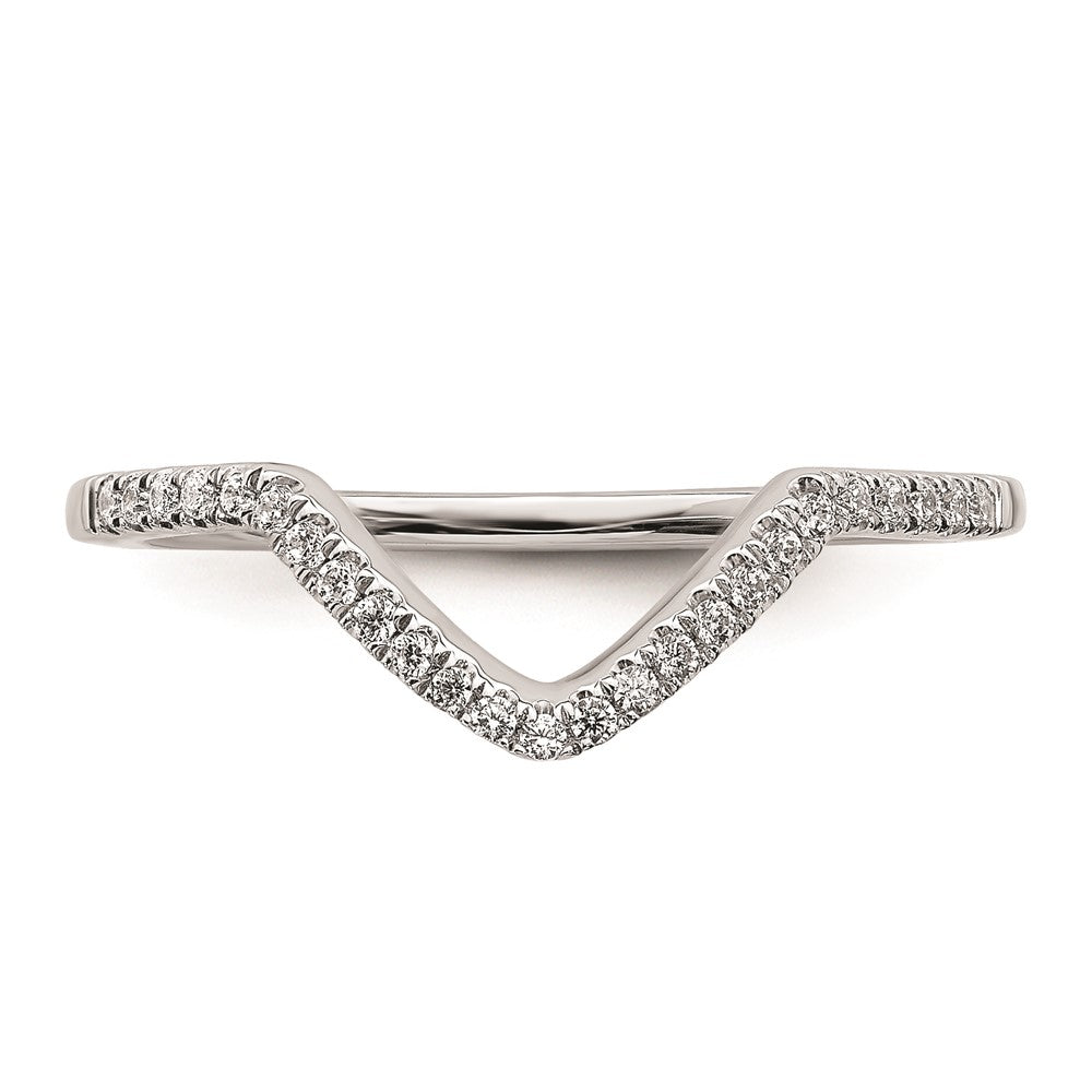 Solid 14k White Gold Simulated CZ Contoured Wedding Band