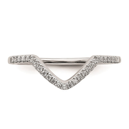 Solid 14k White Gold Simulated CZ Contoured Wedding Band