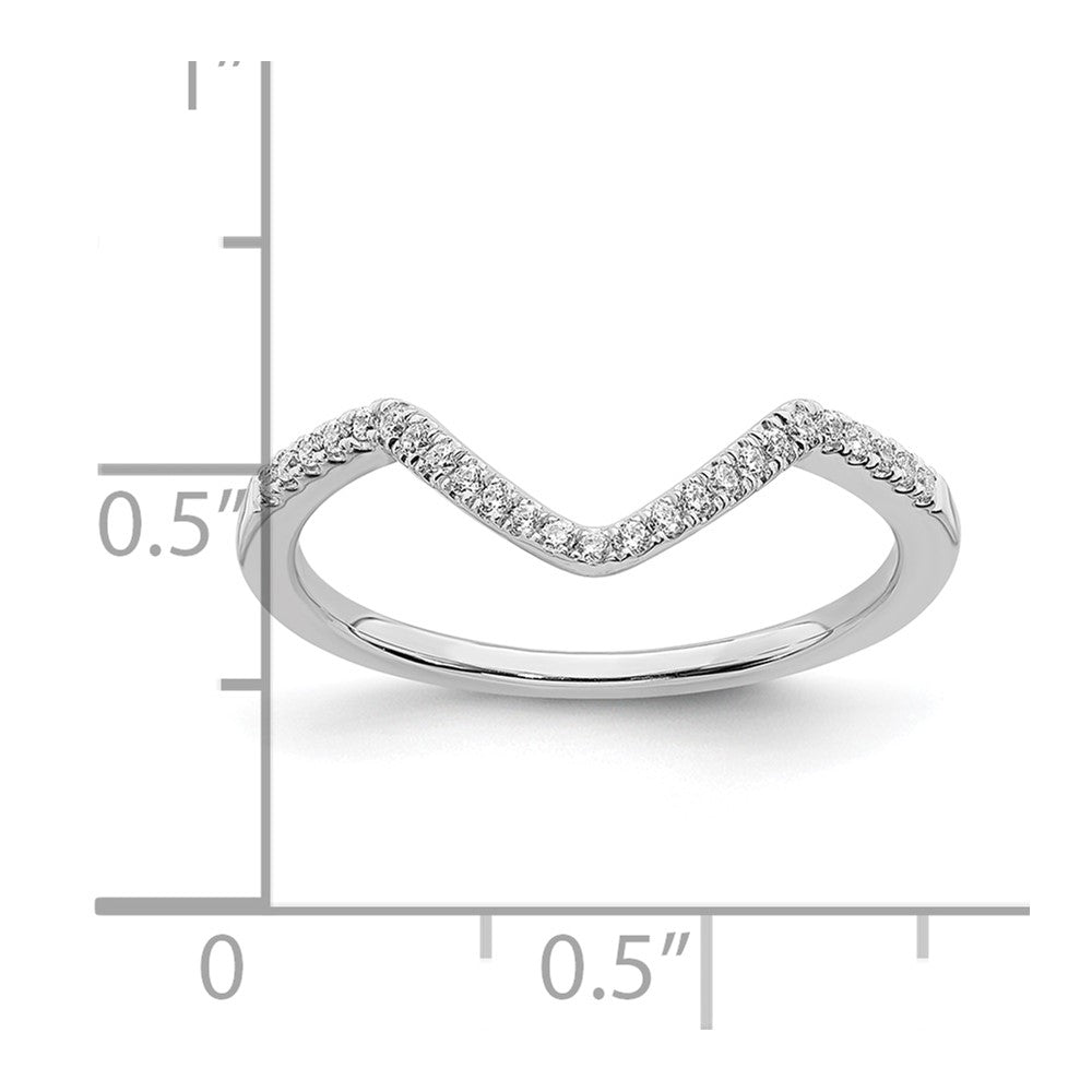 Solid 14k White Gold Simulated CZ Contoured Wedding Band
