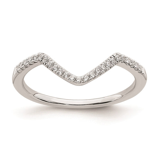 Solid 14k White Gold Simulated CZ Contoured Wedding Band