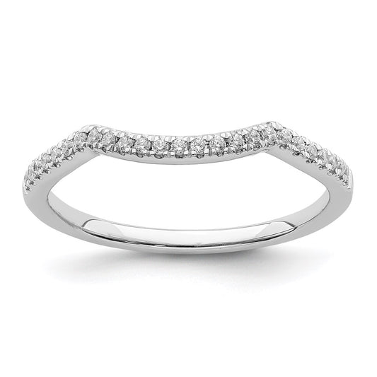 14k White Gold Real Diamond Contoured Wedding Band