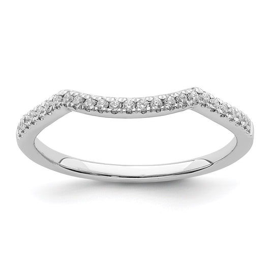 14k White Gold Real Diamond Contoured Wedding Band