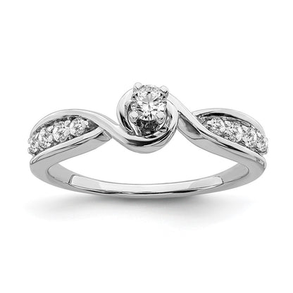 14K White Gold Real Diamond Engagement Ring
