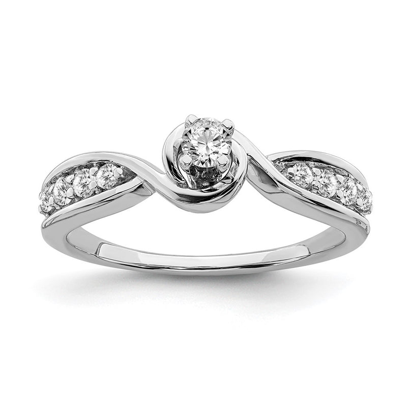 14K White Gold Real Diamond Engagement Ring