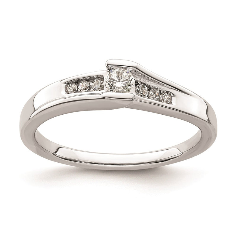 14K White Gold Real Diamond Engagement Ring