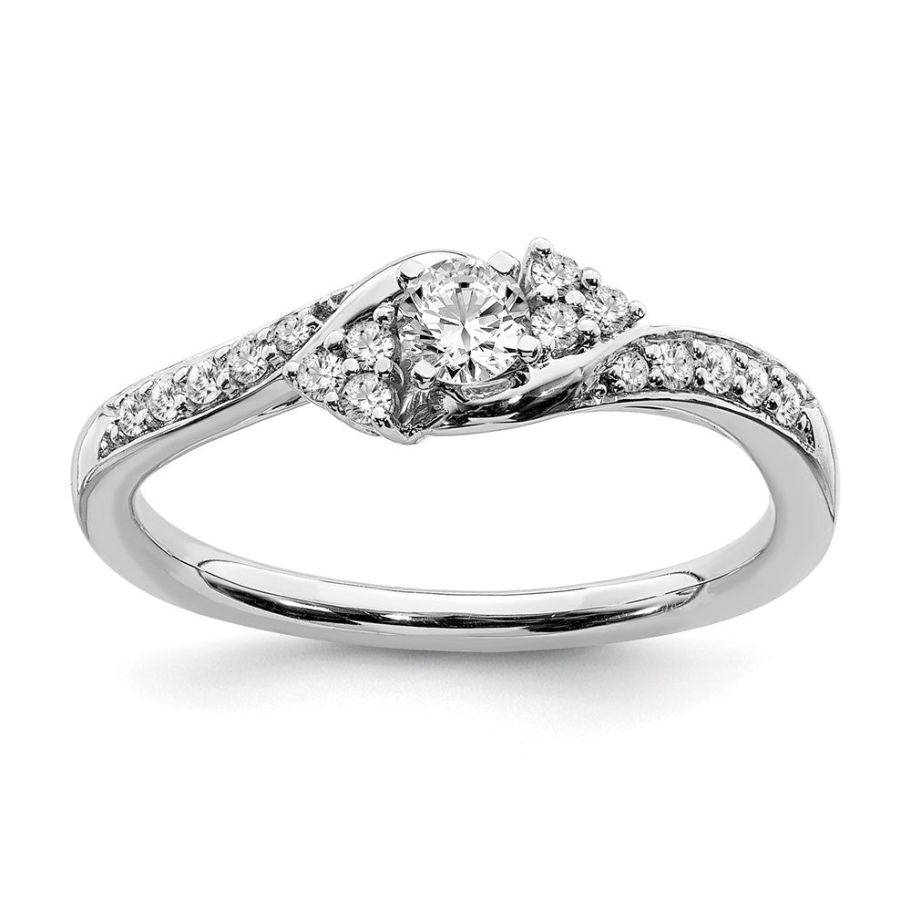 14K White Gold Real Diamond Engagement Ring