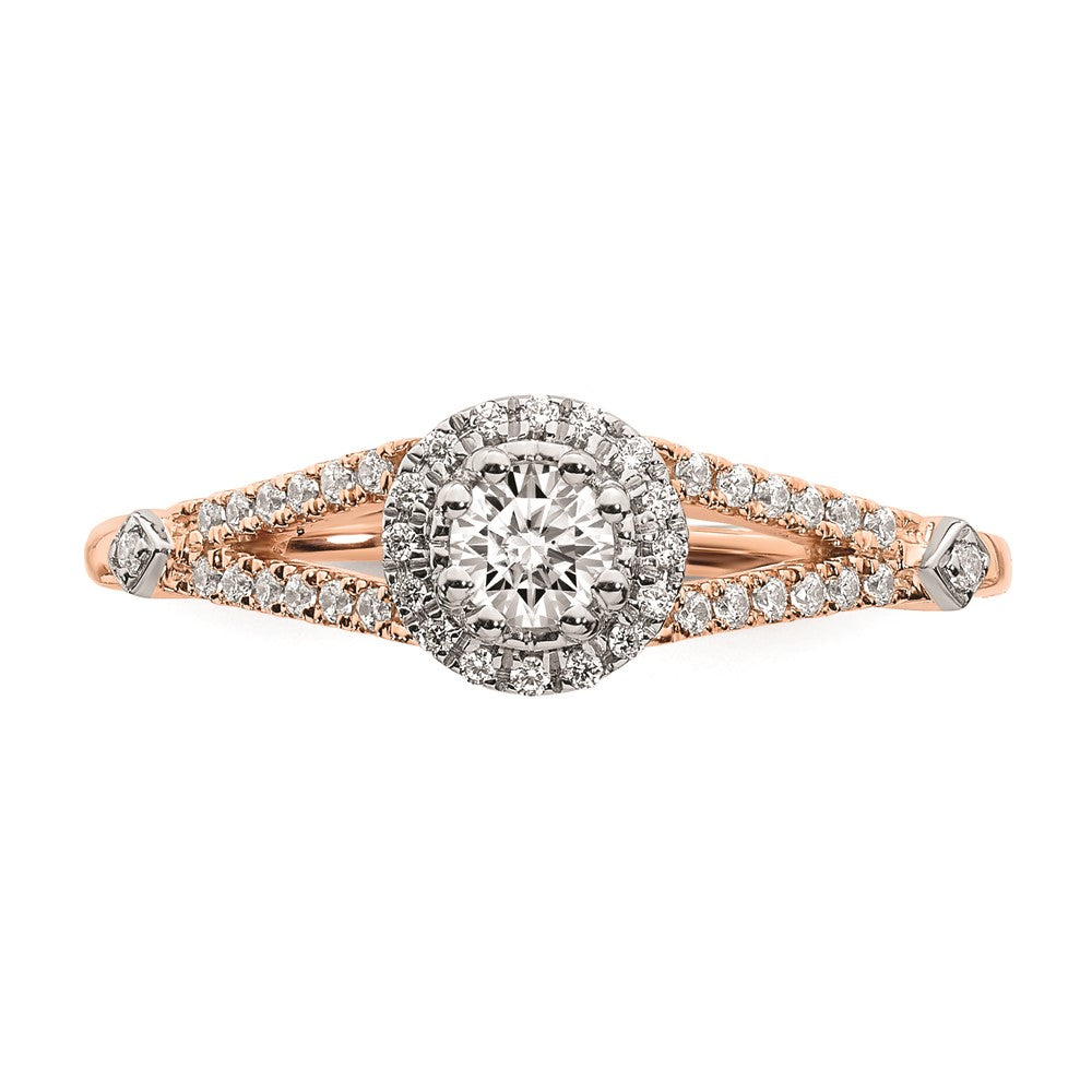 14K Rose Gold Real Diamond Engagement Ring