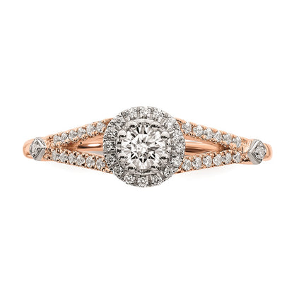 14K Rose Gold Real Diamond Engagement Ring