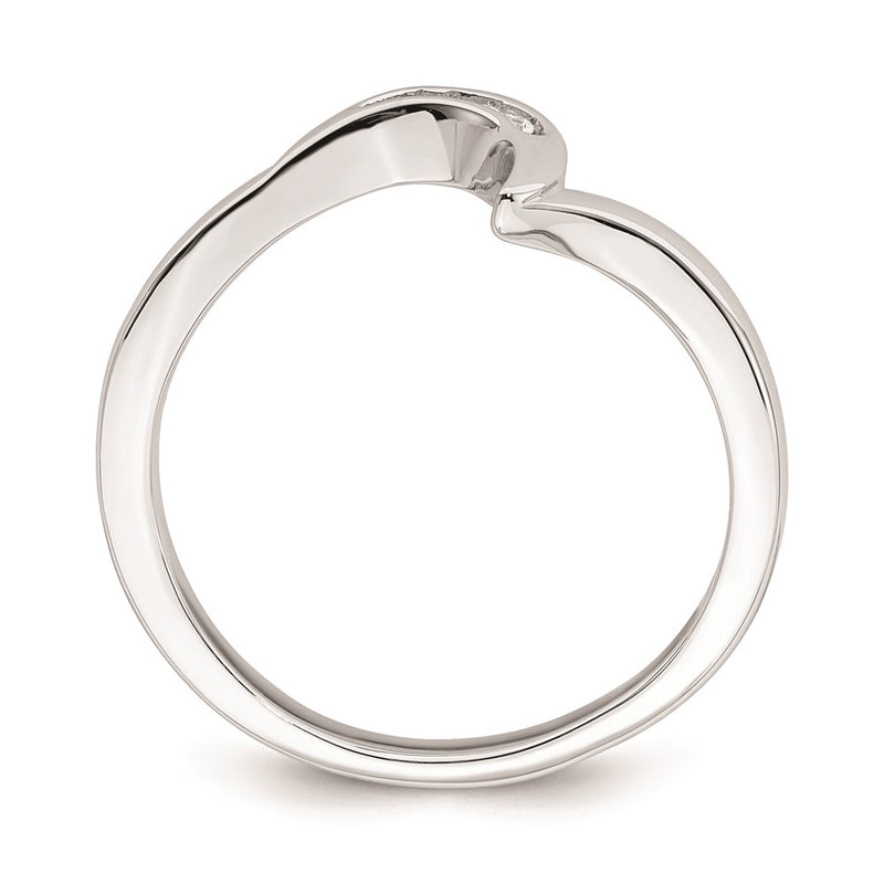 14K White Gold Contoured Real Diamond Band