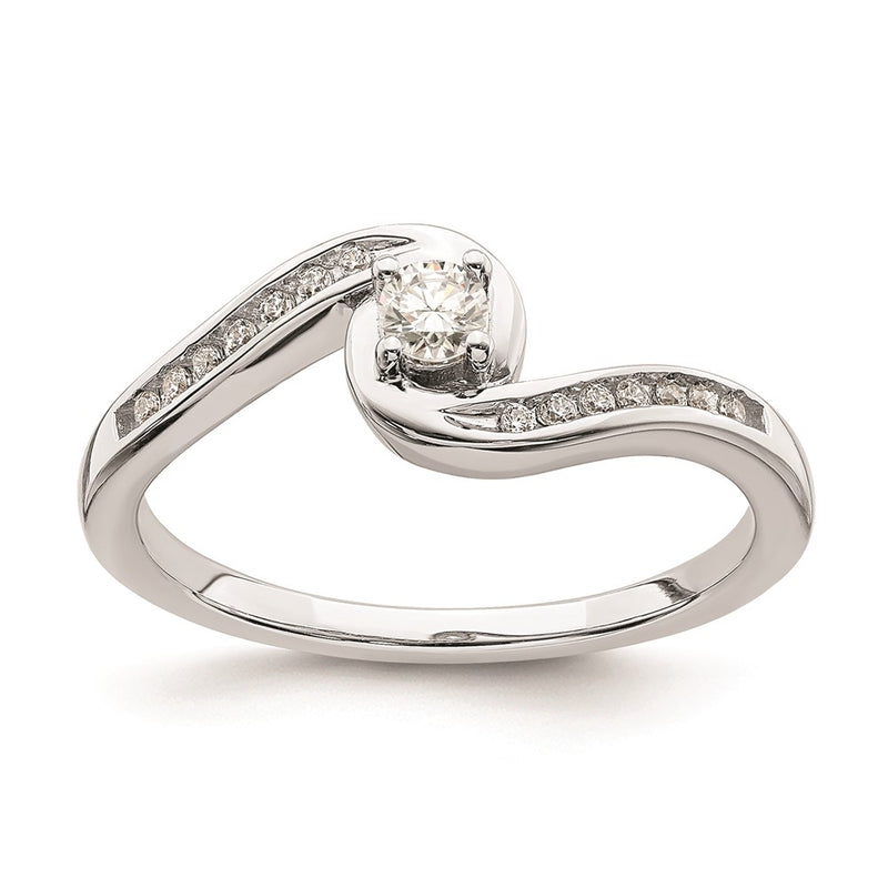14K White Gold Real Diamond Engagement Ring