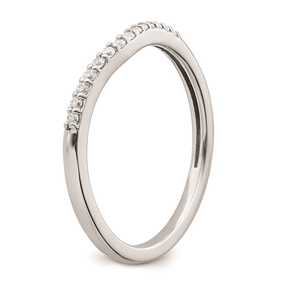 14K White Gold Contoured Real Diamond Band