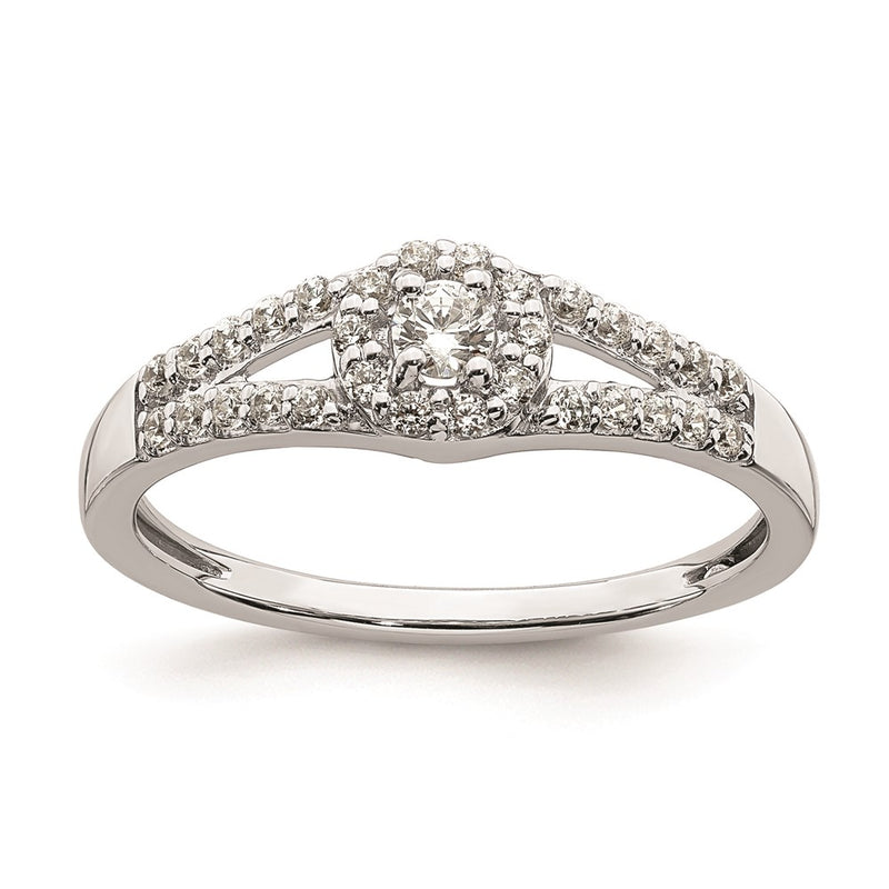 14K White Gold Real Diamond Engagement Ring