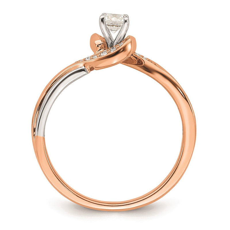 14K White & Rose Gold Real Diamond Complete Engagement Ring