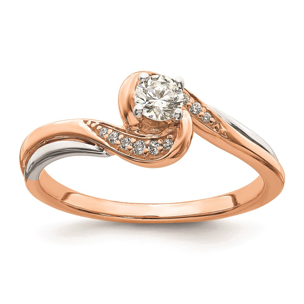14K White & Rose Gold Real Diamond Complete Engagement Ring