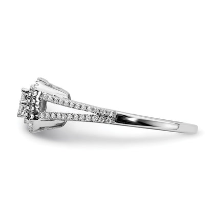 14K White Gold Real Diamond Cluster Engagement Ring