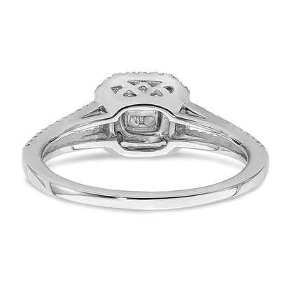 14K White Gold Real Diamond Cluster Engagement Ring