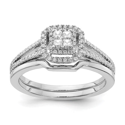 14K White Gold Real Diamond Cluster Engagement Ring