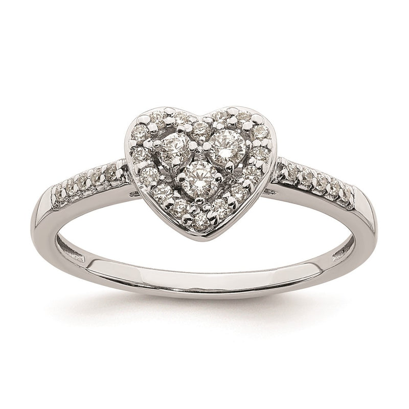 14K White Gold Real Diamond Cluster Engagement Ring
