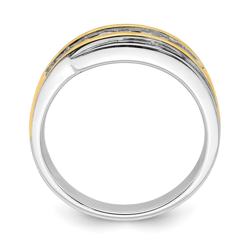 14k White & Yellow Gold Men's Real Diamond Bridal Band