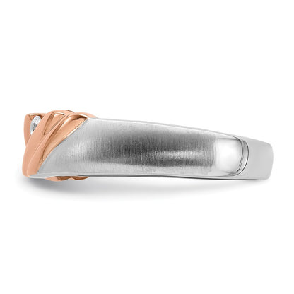 0.15ct. CZ Solid Real 14k White & Rose Gold Men's Bridal Wedding Band Ring